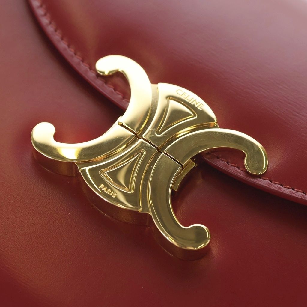 Celine Shoulder Bag Teen Besace Triomphe Bag Red Leather Gold — view 6