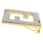 Fendi FF Logo Forever Brooch Gold White — view 4