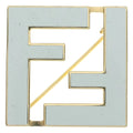 Fendi FF Logo Forever Brooch Gold White