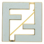 Fendi FF Logo Forever Brooch Gold White