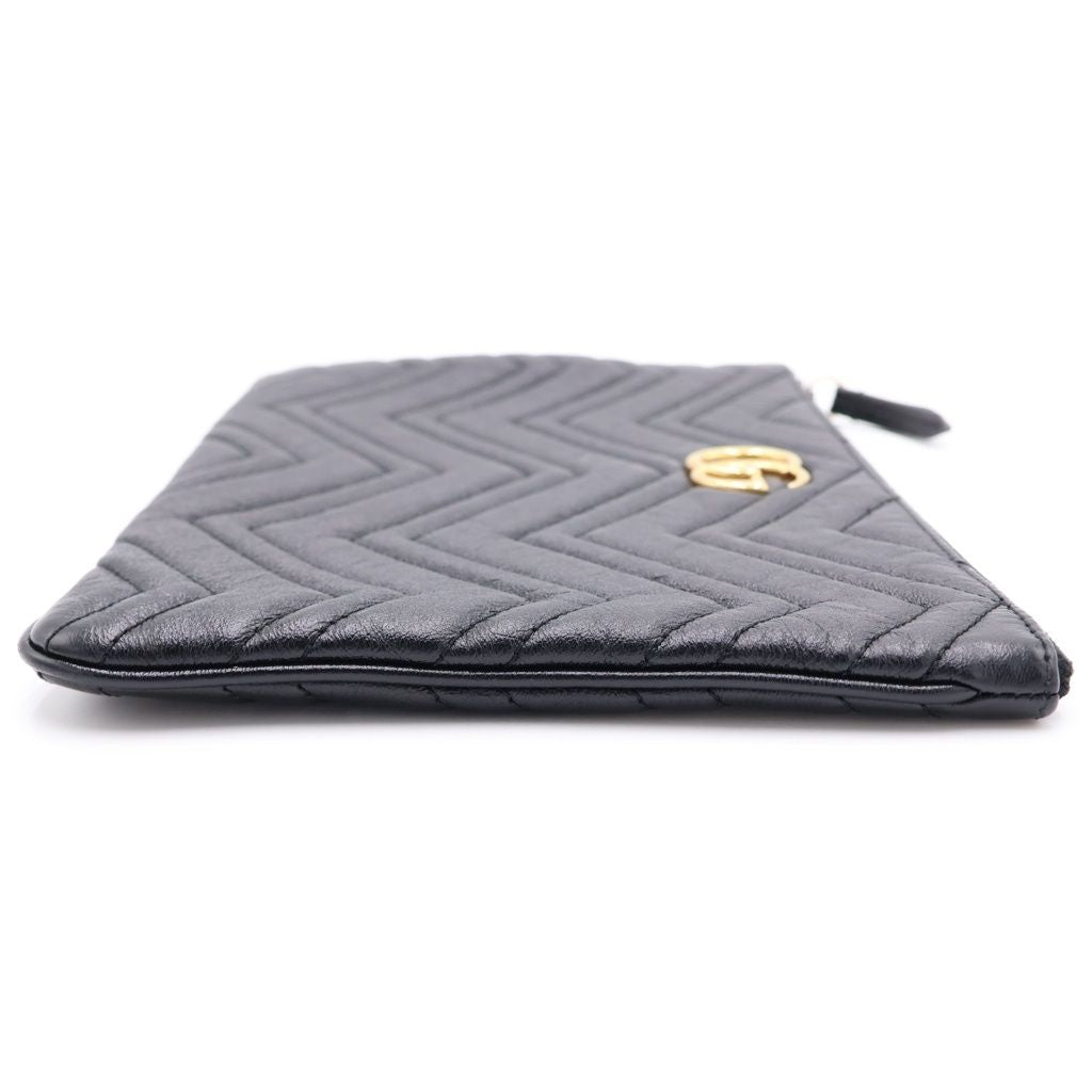 Gucci GG Marmont Clutch Black Leather Gold — view 3