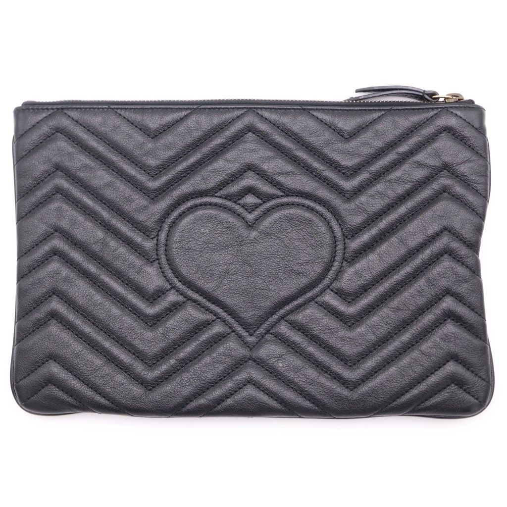 Gucci GG Marmont Clutch Black Leather Gold — view 2