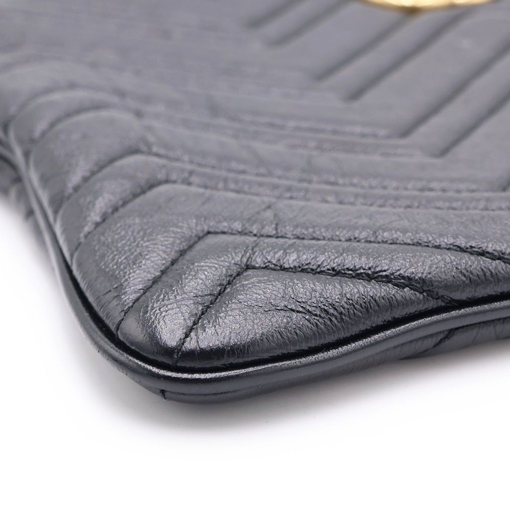 Gucci GG Marmont Clutch Black Leather Gold — view 4