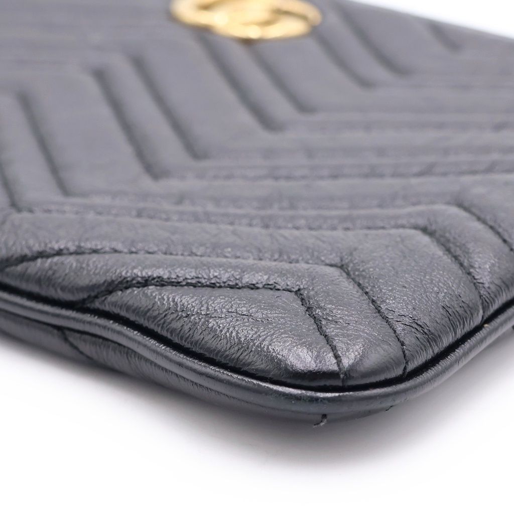 Gucci GG Marmont Clutch Black Leather Gold — view 5