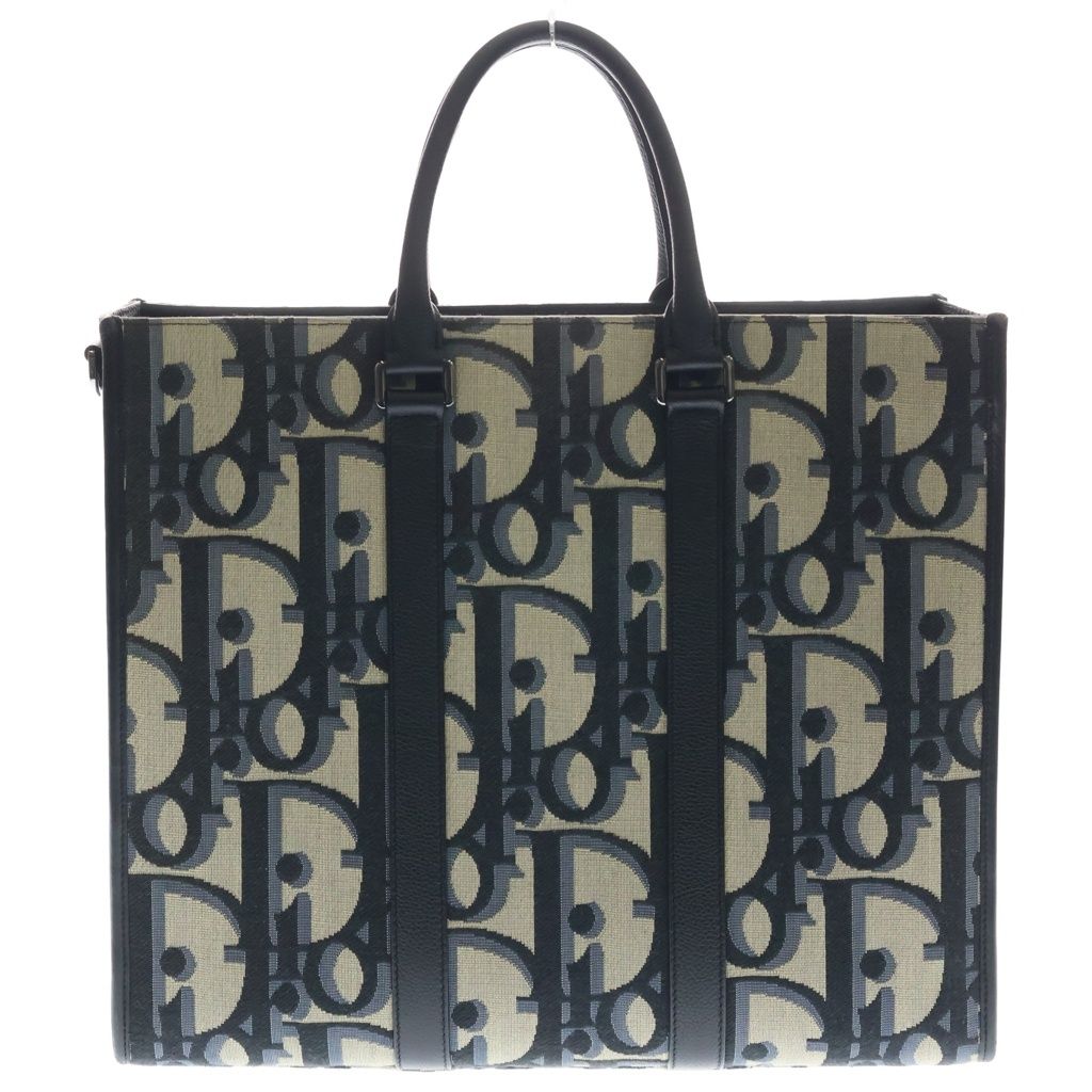 Dior Oblique East Waist Tote Maxi Jacquard Canvas Beige Black