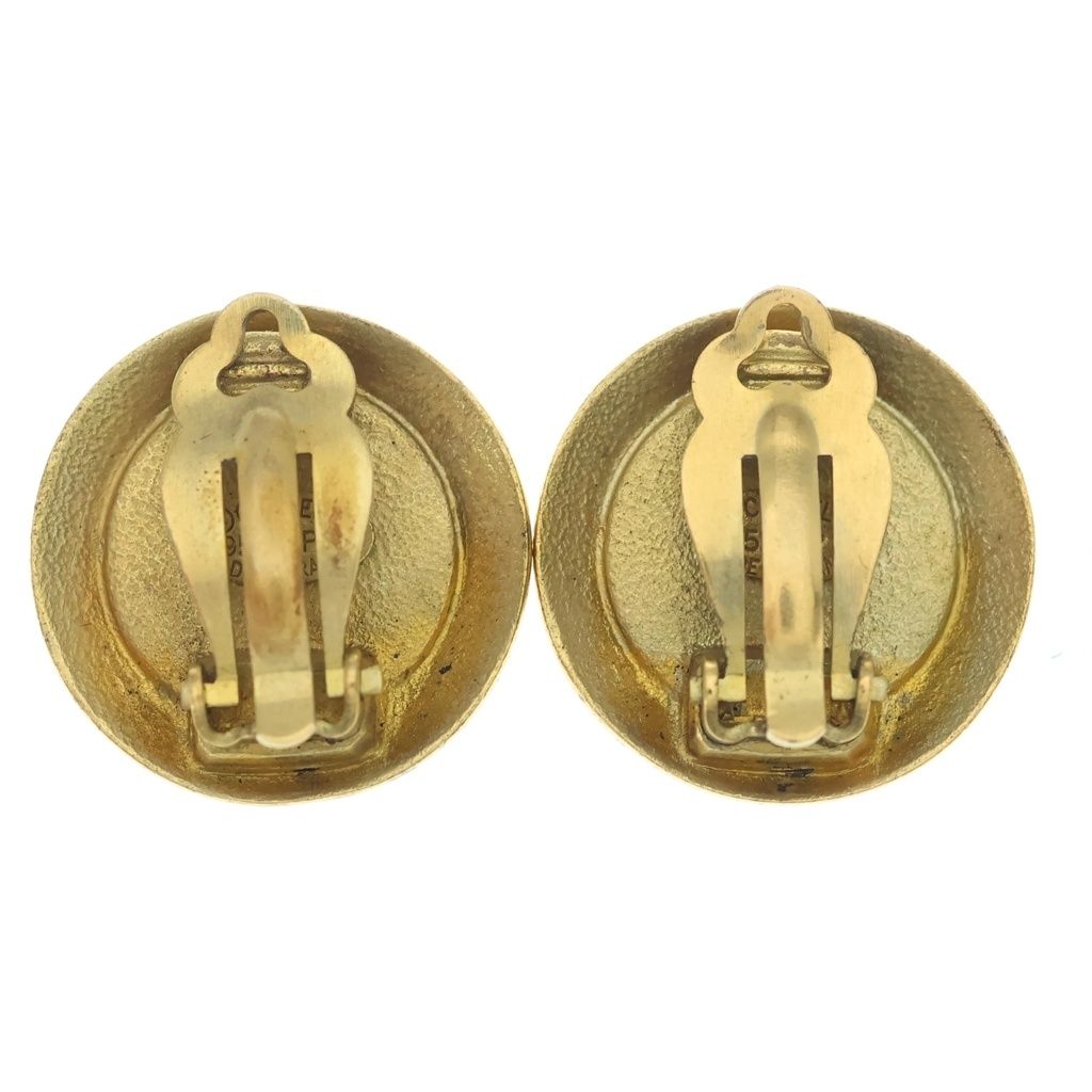 Chanel CC Logo Oval Earrings Gold Black — view 2