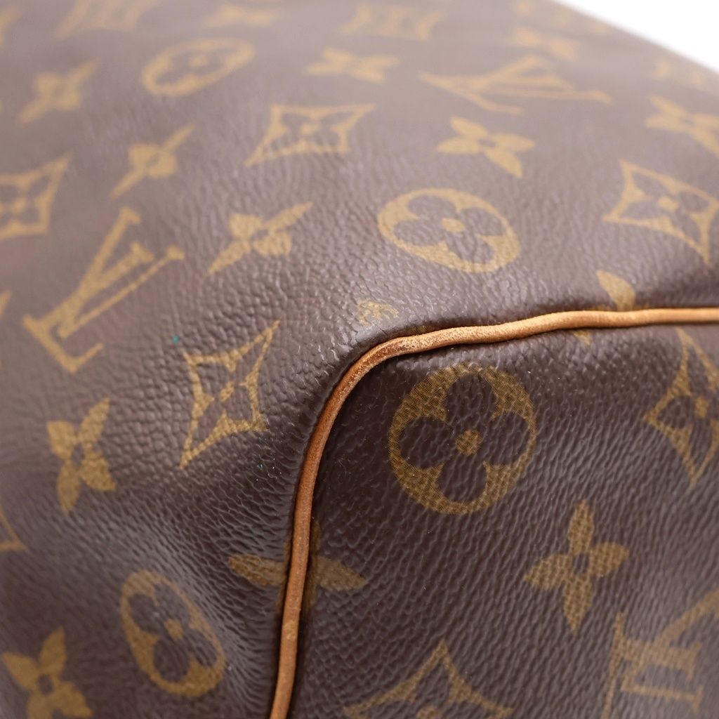 Louis Vuitton Monogram Speedy 35 Boston Bag Brown Leather Gold — view 6