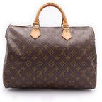Louis Vuitton Monogram Speedy 35 Boston Bag Brown Leather Gold — view 2