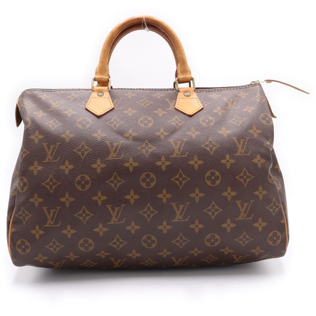 Louis Vuitton Monogram Speedy 35 Boston Bag Brown Leather Gold