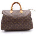 Louis Vuitton Monogram Speedy 35 Boston Bag Brown Leather Gold