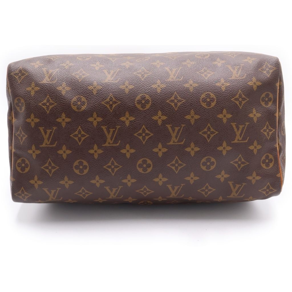 Louis Vuitton Monogram Speedy 35 Boston Bag Brown Leather Gold — view 4