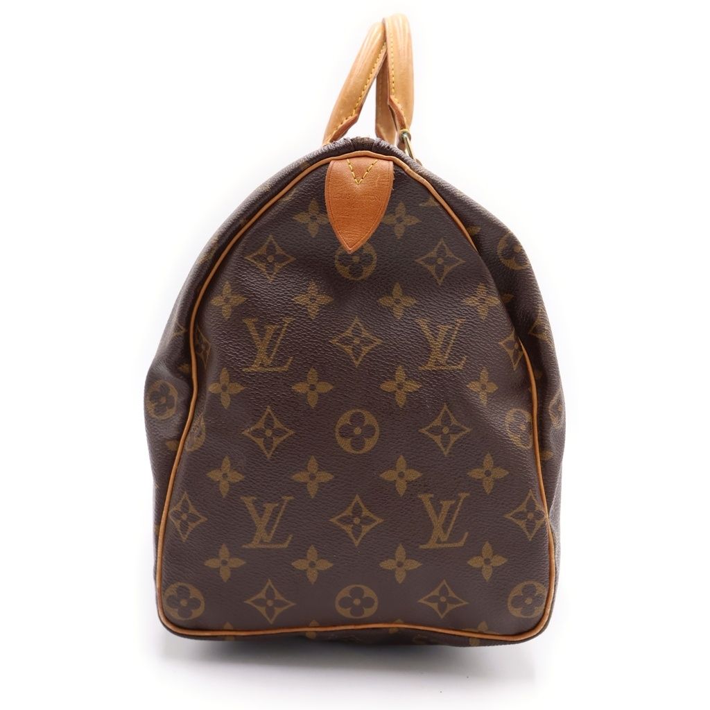 Louis Vuitton Monogram Speedy 35 Boston Bag Brown Leather Gold — view 3