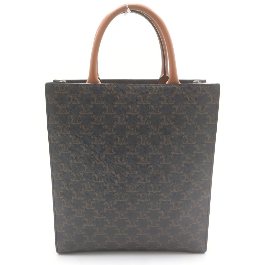 Celine Vertical Cover Small 2-Way Tote Shoulder Bag Brown Leather Gold — view 2