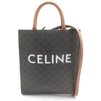 Celine Vertical Cover Small 2-Way Tote Shoulder Bag Brown Leather Gold