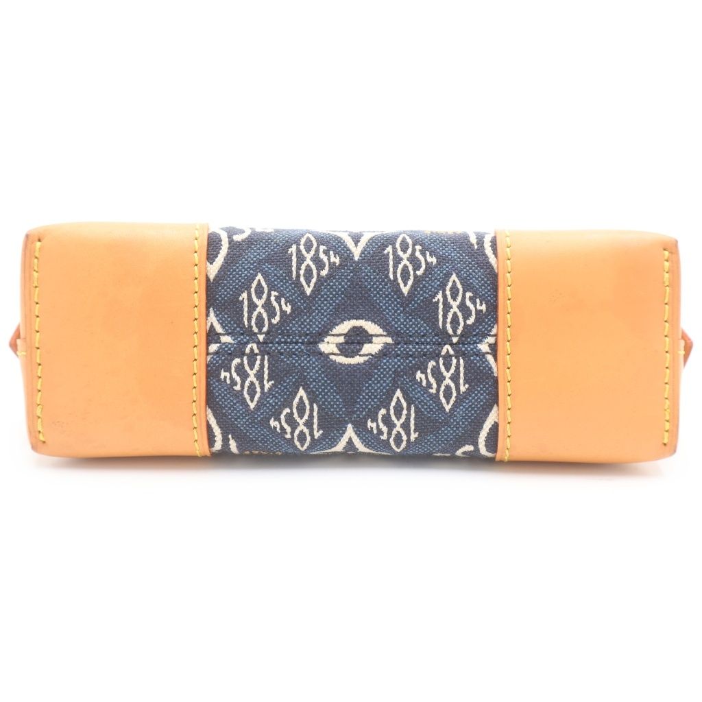 Louis Vuitton Pochette Cosmetic Pouch Case Navy Brown Leather Canvas Gold — view 4