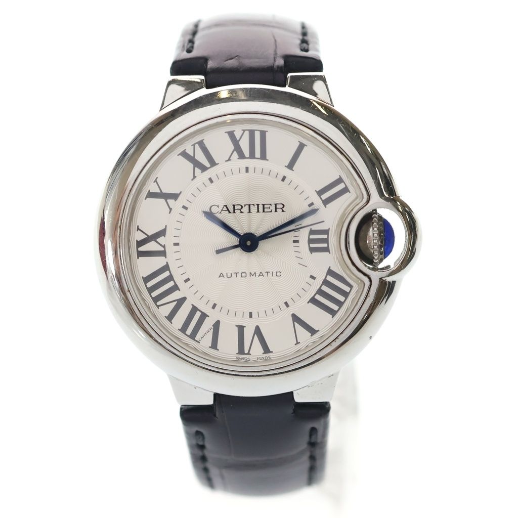 Cartier Ballon Blue Silver Dial Leather Automatic Winding Watch
