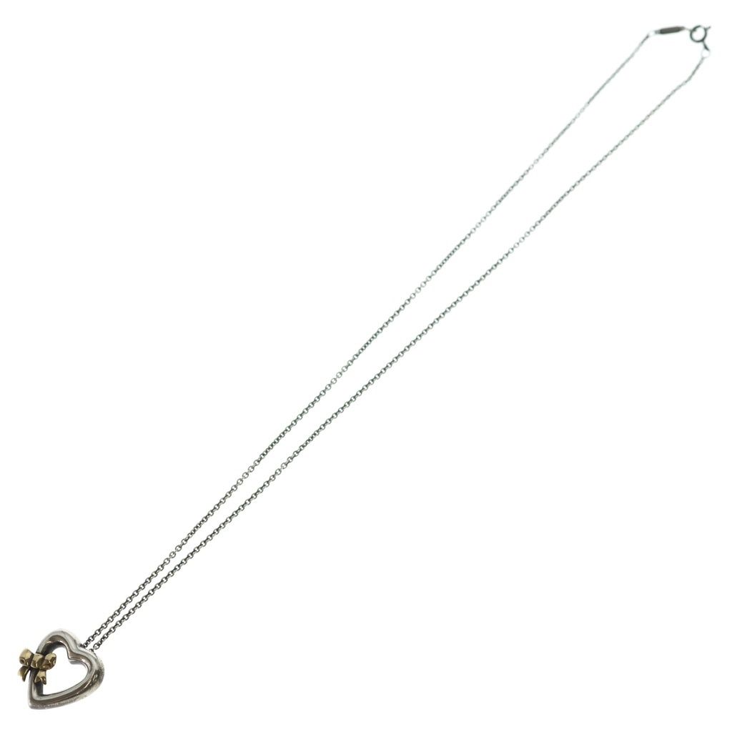 Tiffany & Co Heart and Ribbon Chain Necklace Silver — view 2