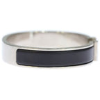 Hermes Click Logo Enamel Bangle Bracelet Silver Black — view 3