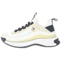 Chanel CC Logo Studded Leather Low Cut Sneakers White