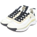 Chanel CC Logo Studded Leather Low Cut Sneakers White — view 2