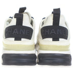Chanel CC Logo Studded Leather Low Cut Sneakers White — view 3