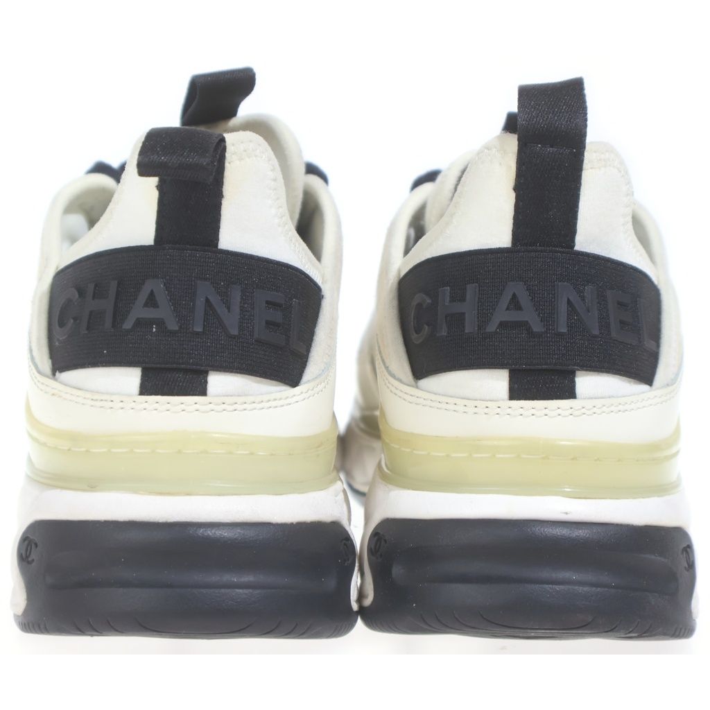 Chanel CC Logo Studded Leather Low Cut Sneakers White — view 3