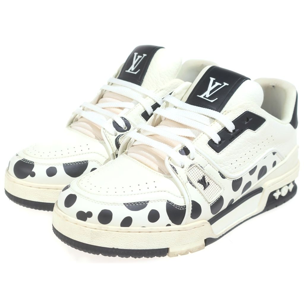Louis Vuitton Yayoi Kusama LV Trainer Line Sneakers Black White — view 2
