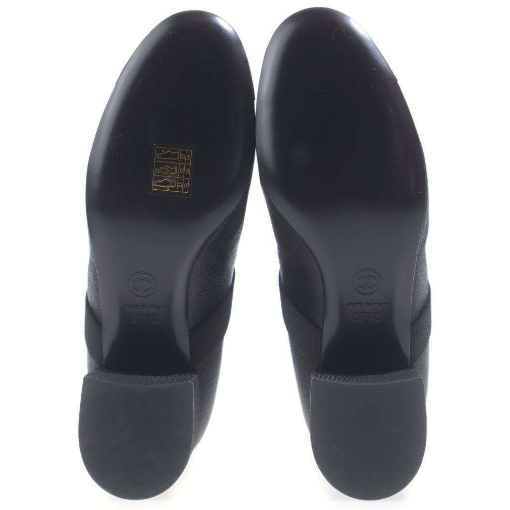 Chanel CC Logo Ribbon Pearl Short Boots Black — view 5