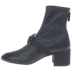 Chanel CC Logo Ribbon Pearl Short Boots Black