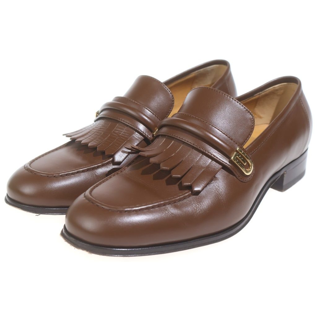 Gucci Gold Quilted Tassel Leather Loafers Brown with Fringe — view 2