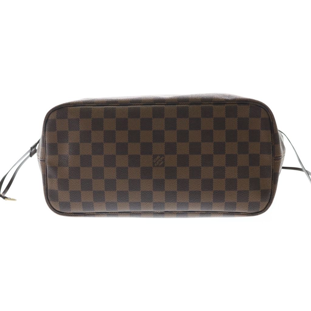 Louis Vuitton Damier Neverfull Tote Brown Leather Gold — view 4