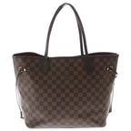 Louis Vuitton Damier Neverfull Tote Brown Leather Gold — view 2