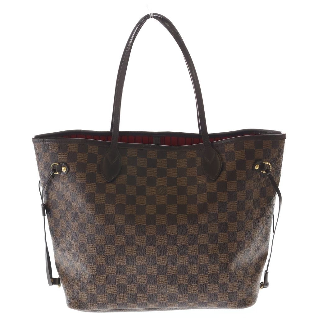 Louis Vuitton Damier Neverfull Tote Brown Leather Gold