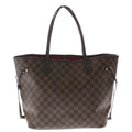Louis Vuitton Damier Neverfull Tote Brown Leather Gold