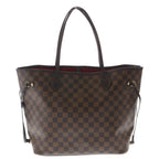 Louis Vuitton Damier Neverfull Tote Brown Leather Gold