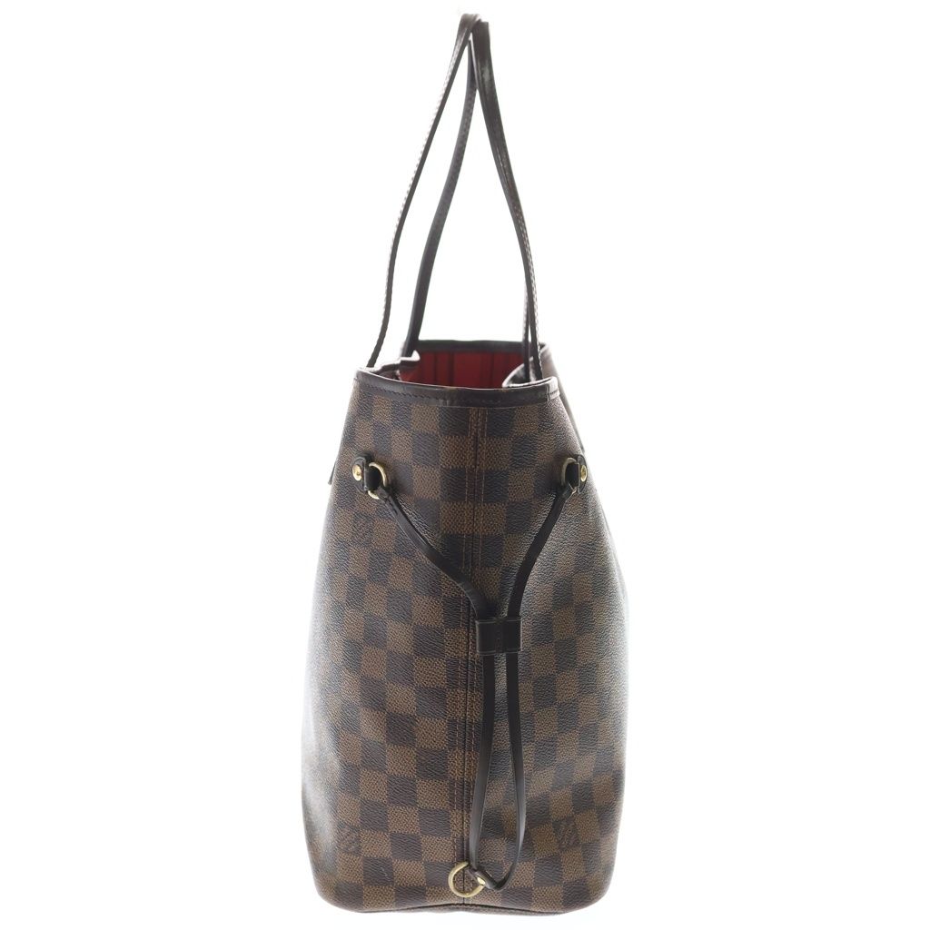 Louis Vuitton Damier Neverfull Tote Brown Leather Gold — view 3