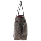 Louis Vuitton Damier Neverfull Tote Brown Leather Gold — view 3