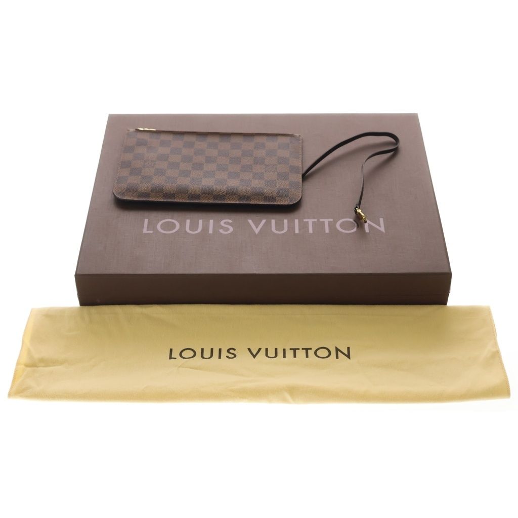 Louis Vuitton Damier Neverfull Tote Brown Leather Gold — view 7