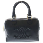 Celine Cuill Triomphe Smooth Calfskin Small Boston Shoulder Handbag Black