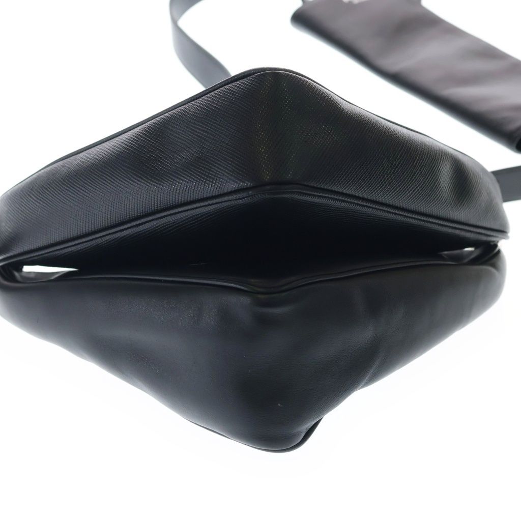 Prada Saffiano Leather Triangle Double Shoulder Bag Black — view 4