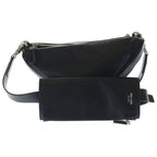 Prada Saffiano Leather Triangle Double Shoulder Bag Black — view 2