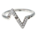 Louis Vuitton 18k White Gold LV Vault Upside Down Diamond Ring