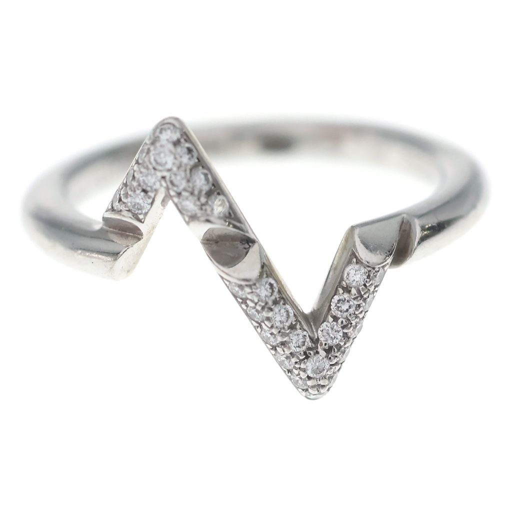 Louis Vuitton 18k White Gold LV Vault Upside Down Diamond Ring
