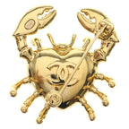 Chanel 25c Crab Club Motif Heart CC Logo Rhinestone Decorative Brooch Gold — view 2