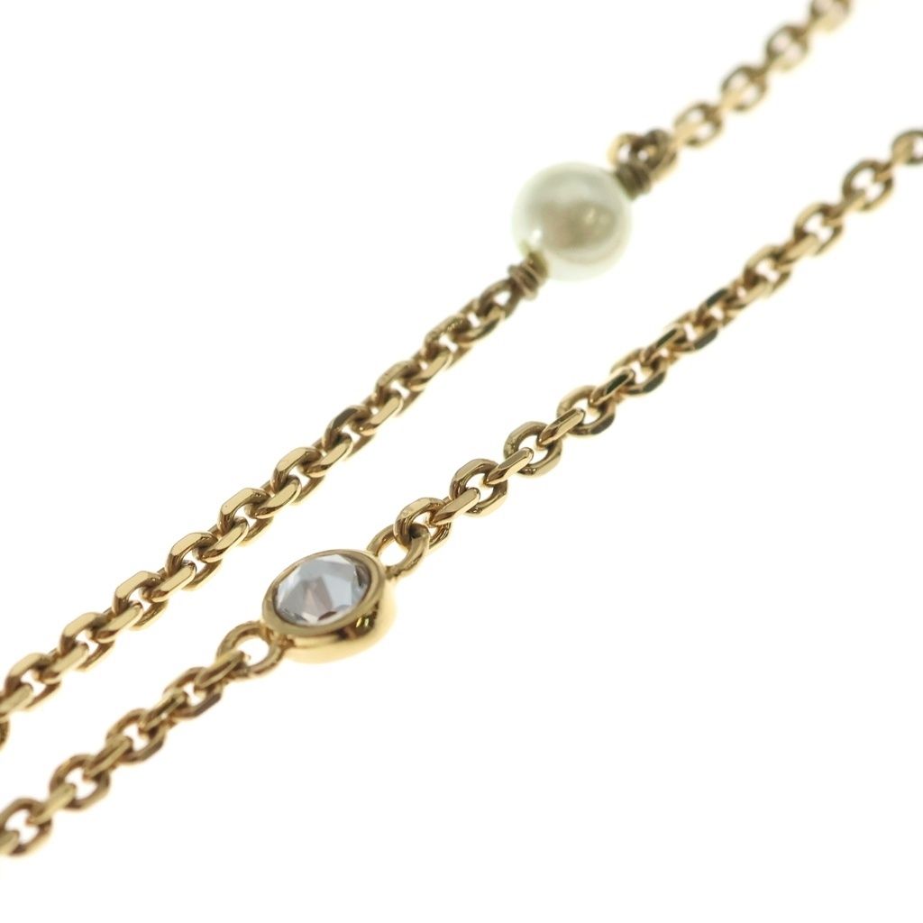 Dior CD Logo Faux Pearl Rhinestone Pendant Chain Gold — view 5