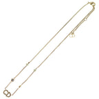 Dior CD Logo Faux Pearl Rhinestone Pendant Chain Gold — view 2