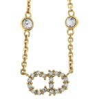 Dior CD Logo Faux Pearl Rhinestone Pendant Chain Gold — view 3