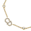 Dior CD Logo Faux Pearl Rhinestone Pendant Chain Gold