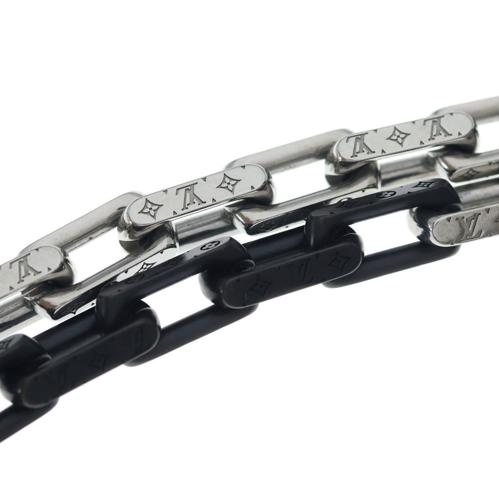 Louis Vuitton Collier Monogram Chain Necklace Silver Black — view 4