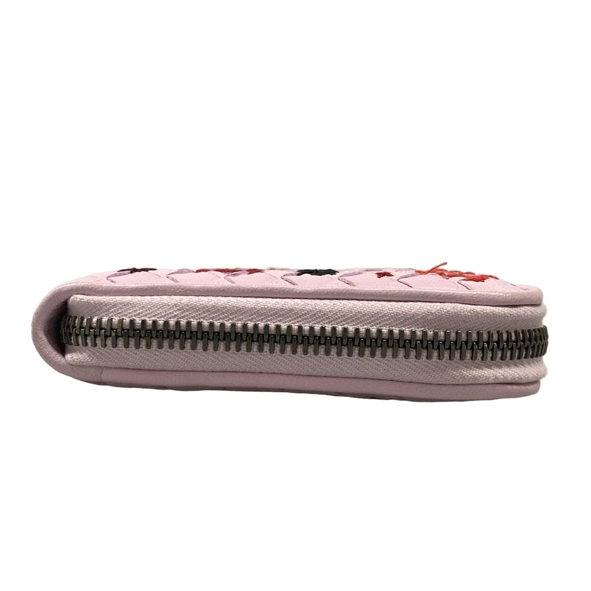 Bottega Veneta Wallet Intrecciato Pink Zip Around Embroidery Leather — view 8